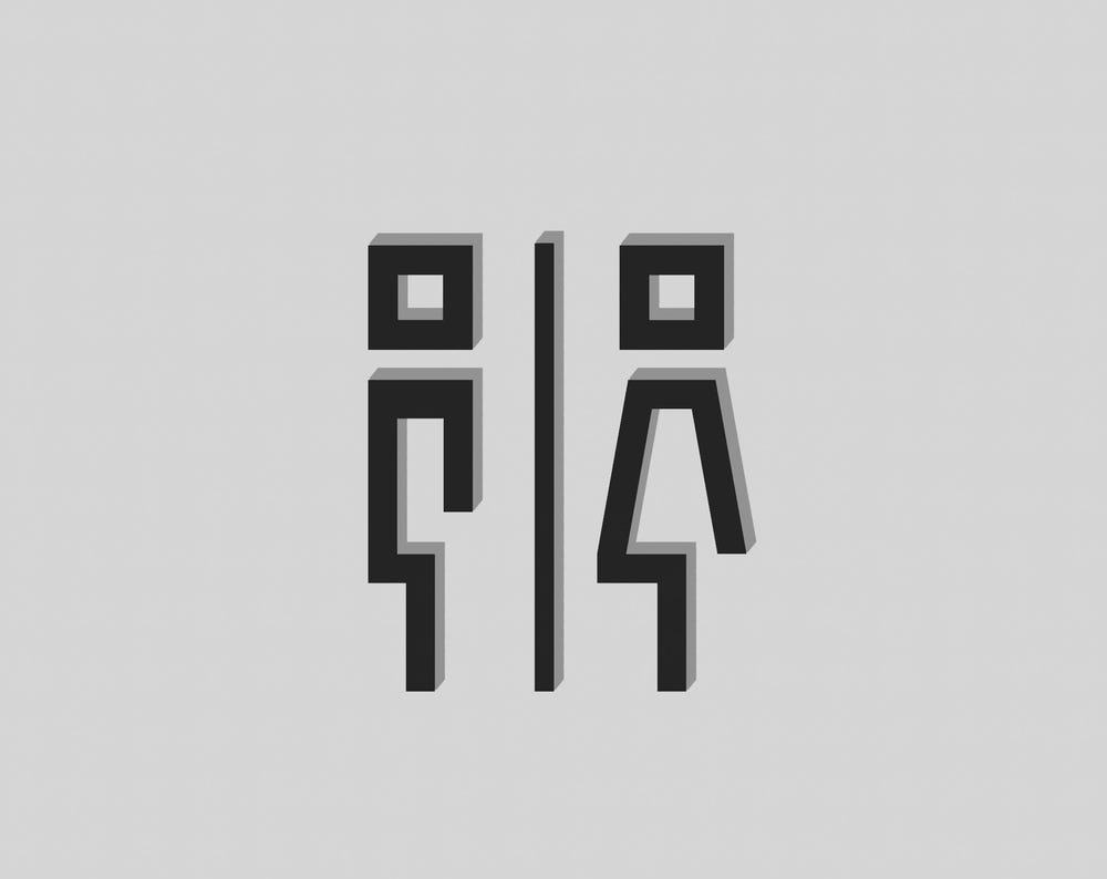 Restroom sign WC women men | Minecraft bathroom door sign modern minimalist